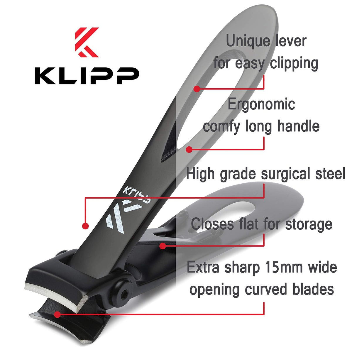 KLIPP toenail clippers with a hand for scale