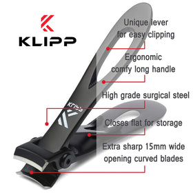 KLIPP toenail clippers with a hand for scale