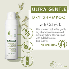 Klorane Dry Shampoo bottle with Oat Milk ingredients