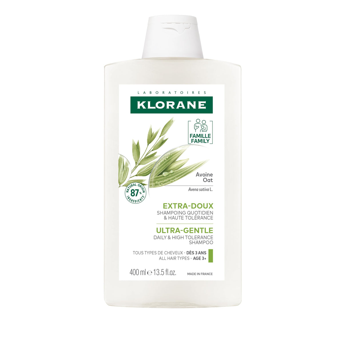 Klorane Ultra-Gentle Shampoo with Oat Milk 458g front view