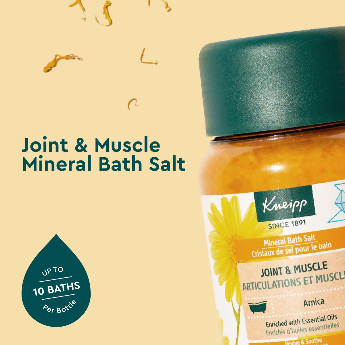 Kneipp bath salt packaging with vibrant saffron colour