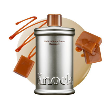 Knock Melt-In Body Toner Caramelt front view with packaging