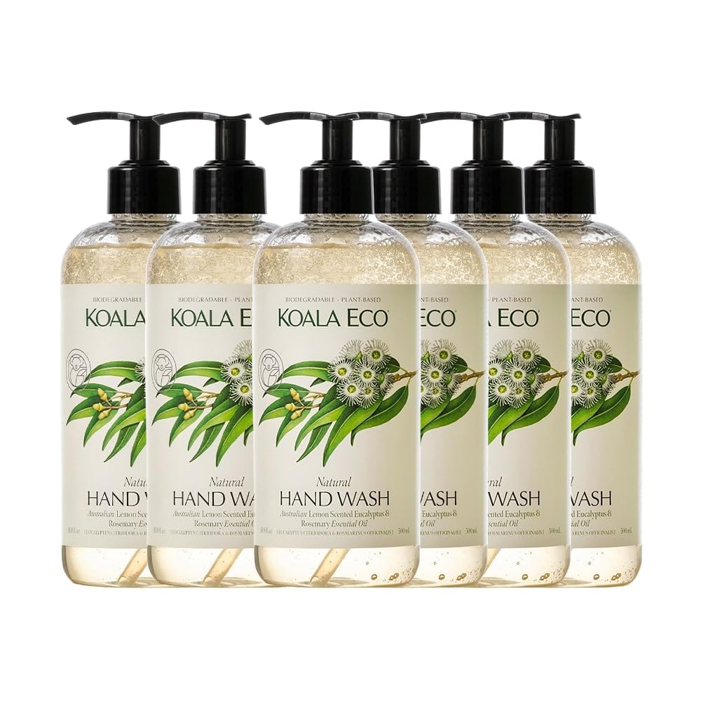 Koala Eco Hand Wash 6 Pack with Lemon Eucalyptus and Rosemary front view