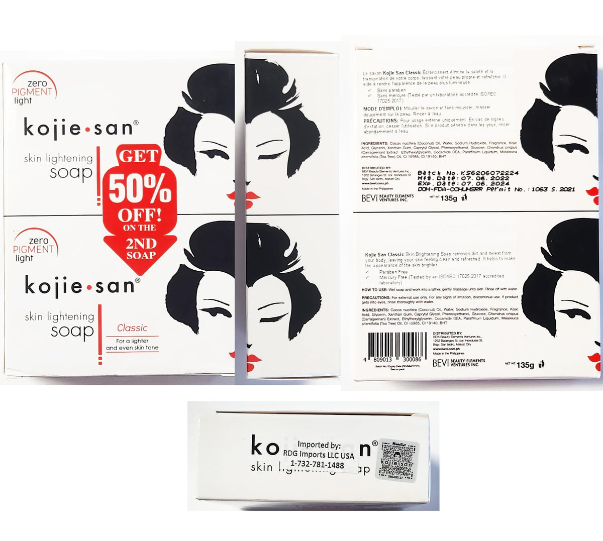 Kojie San Skin Brightening Soap 135g with coconut and tea tree oil