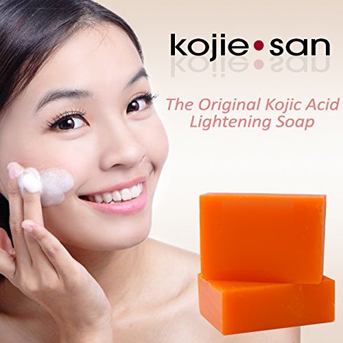 Kojie San Soap packaging with four bars