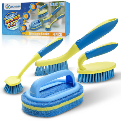 Koksi 4-piece scrub brush set with ergonomic handles
