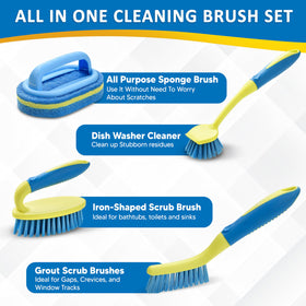 Koksi scrub brush set being used on a kitchen surface