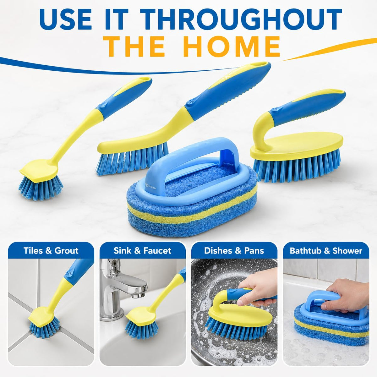 Koksi scrub brushes in a compact storage arrangement