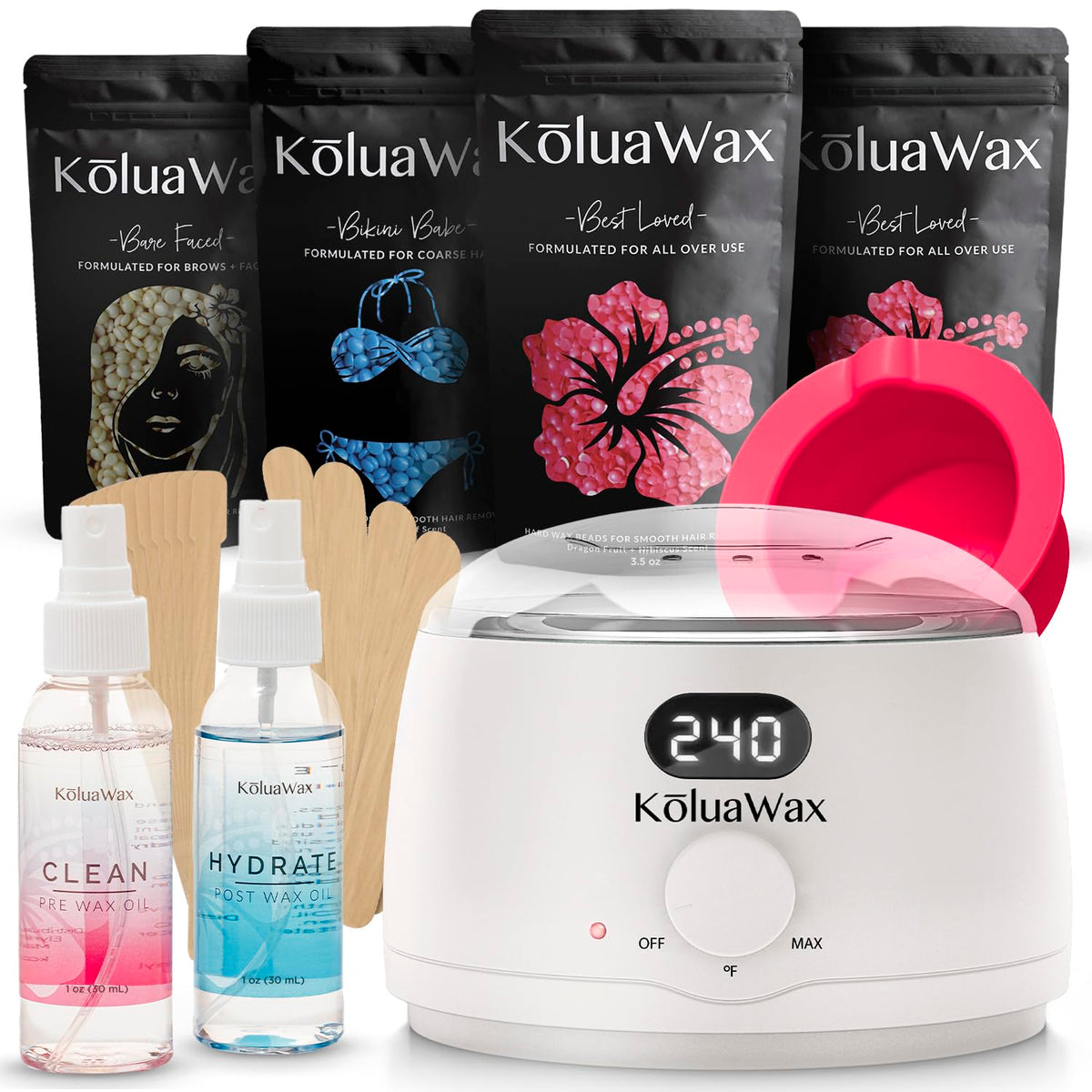 KoluaWax Waxing Kit complete set with digital wax warmer