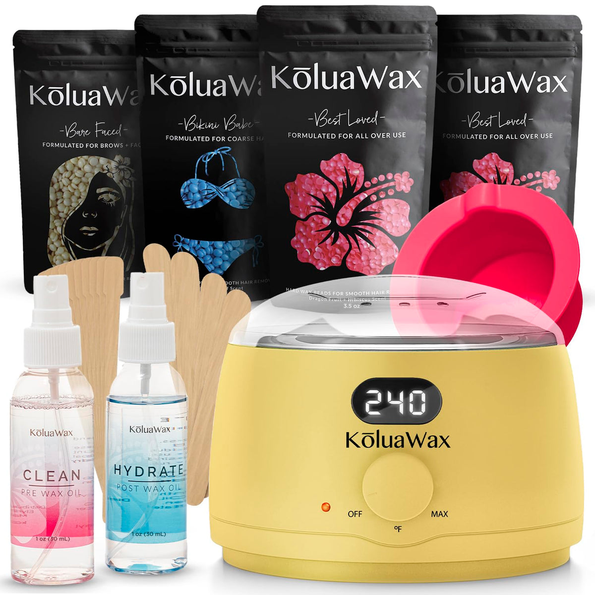 KoluaWax Waxing Kit complete set with digital wax warmer