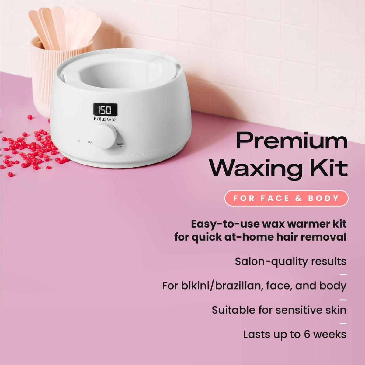 KoluaWax Waxing Kit removable silicone wax pot