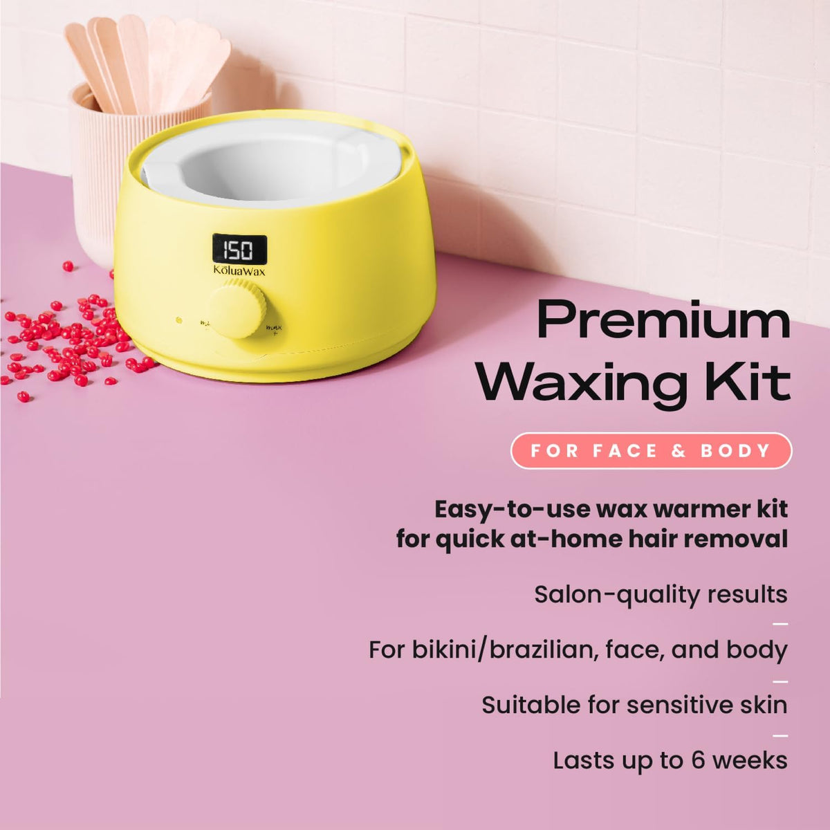KoluaWax Waxing Kit removable silicone wax pot