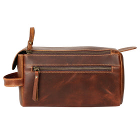 KomalC Toiletry Bag with metal zipper and leather texture