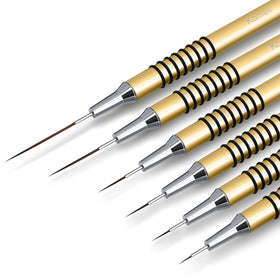 Komall Metallic Nail Art Brushes Set, 6Pcs Gold front view