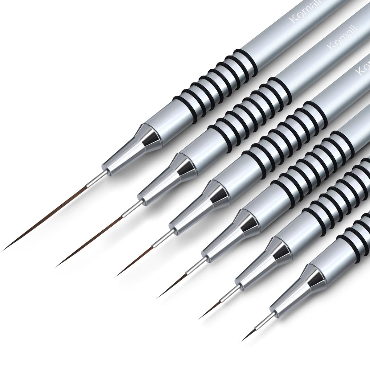 Komall Nail Art Brushes Set front view with all brushes displayed