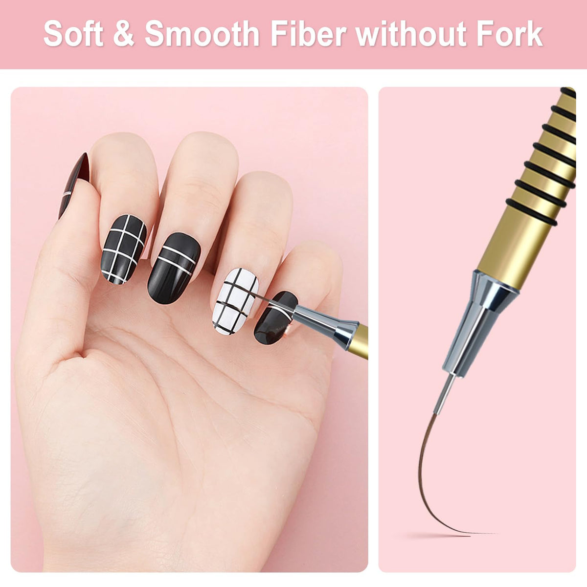Komall Nail Art Brushes Set showing all six sizes