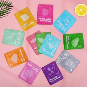 KONEUK 12 Pack Collagen Hydrating Face Masks with vibrant packaging