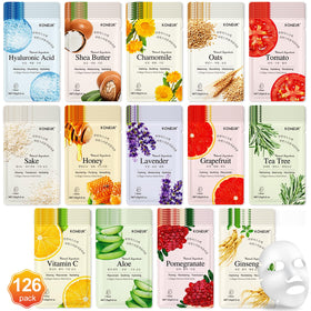 KONEUK 126 Pack Sheet Face Masks Gift Set front view