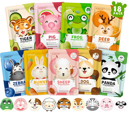 KONEUK 18 Pack Animal Face Mask Set featuring panda design