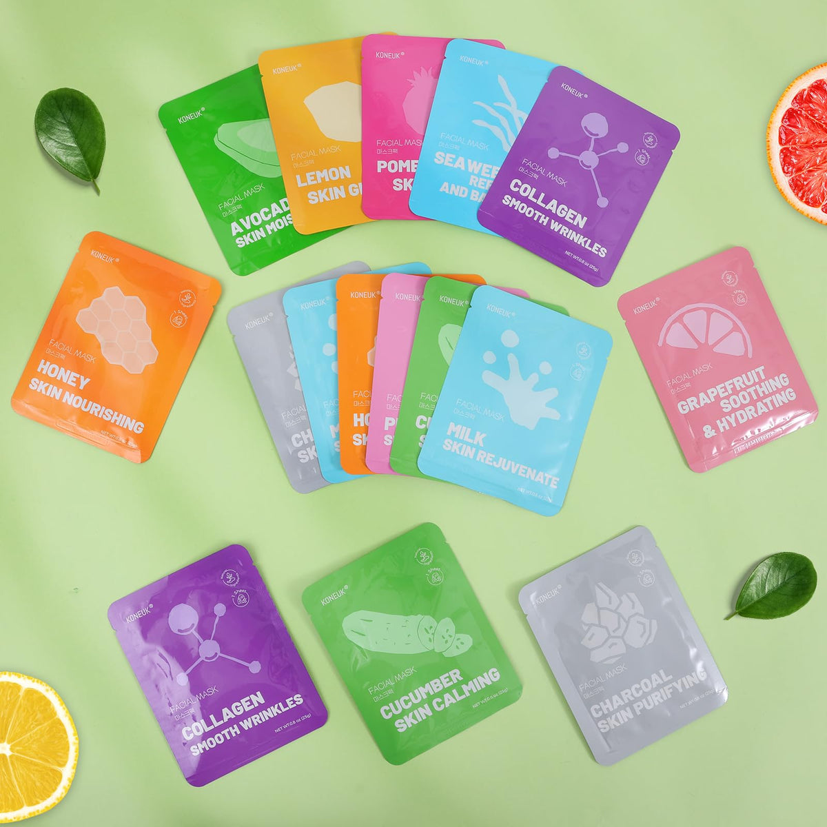 KONEUK 48 Pack Hydrating Face Masks in a spa setting