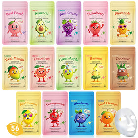 KONEUK 56 Pack Fruit Collagen Face Masks assorted flavours front view