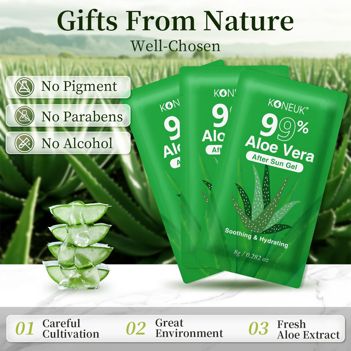 KONEUK Aloe Vera Gel 200 Pack showing gel texture
