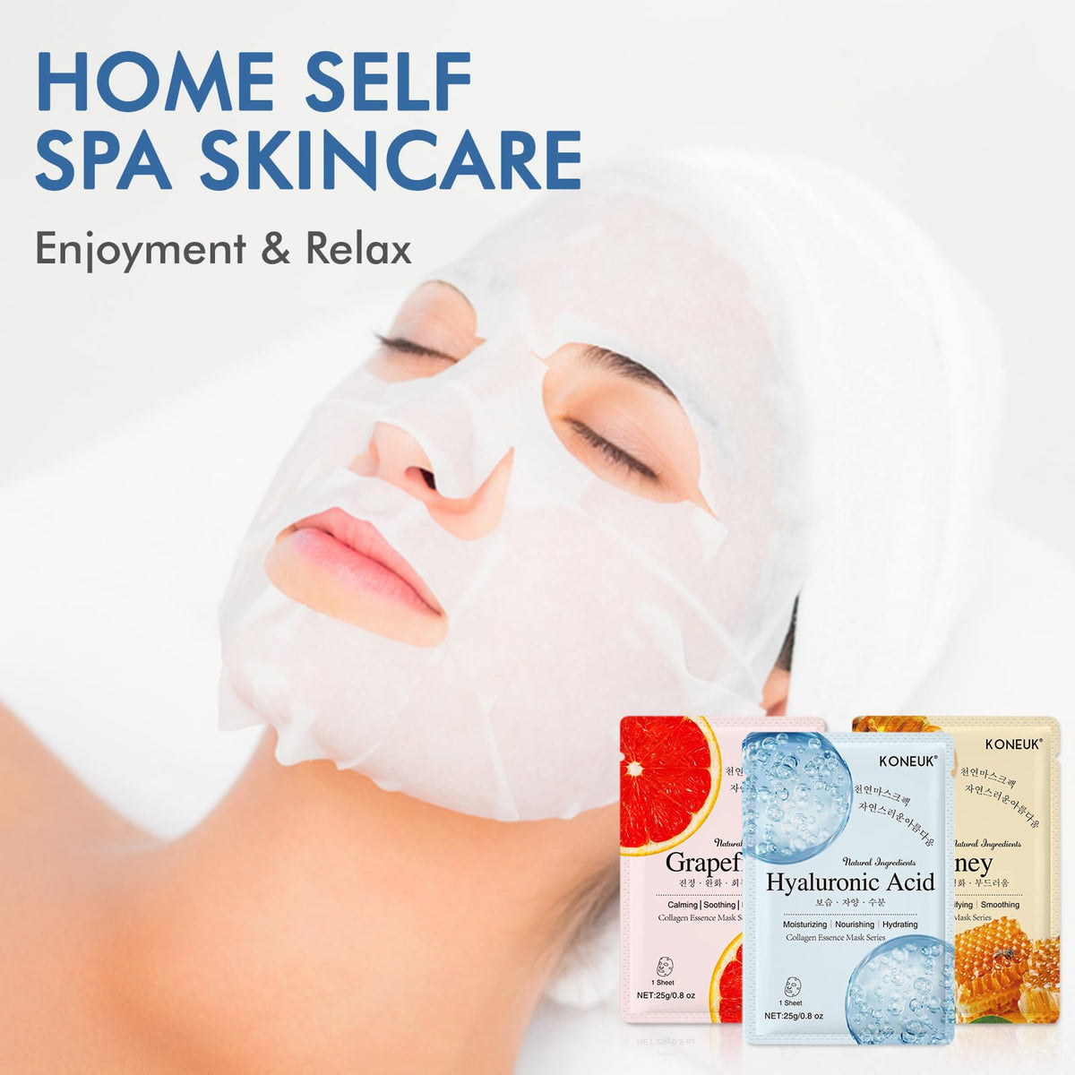 KONEUK Collagen Face Masks lavender and usage instructions