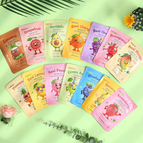 KONEUK face masks showcasing various fruit ingredients