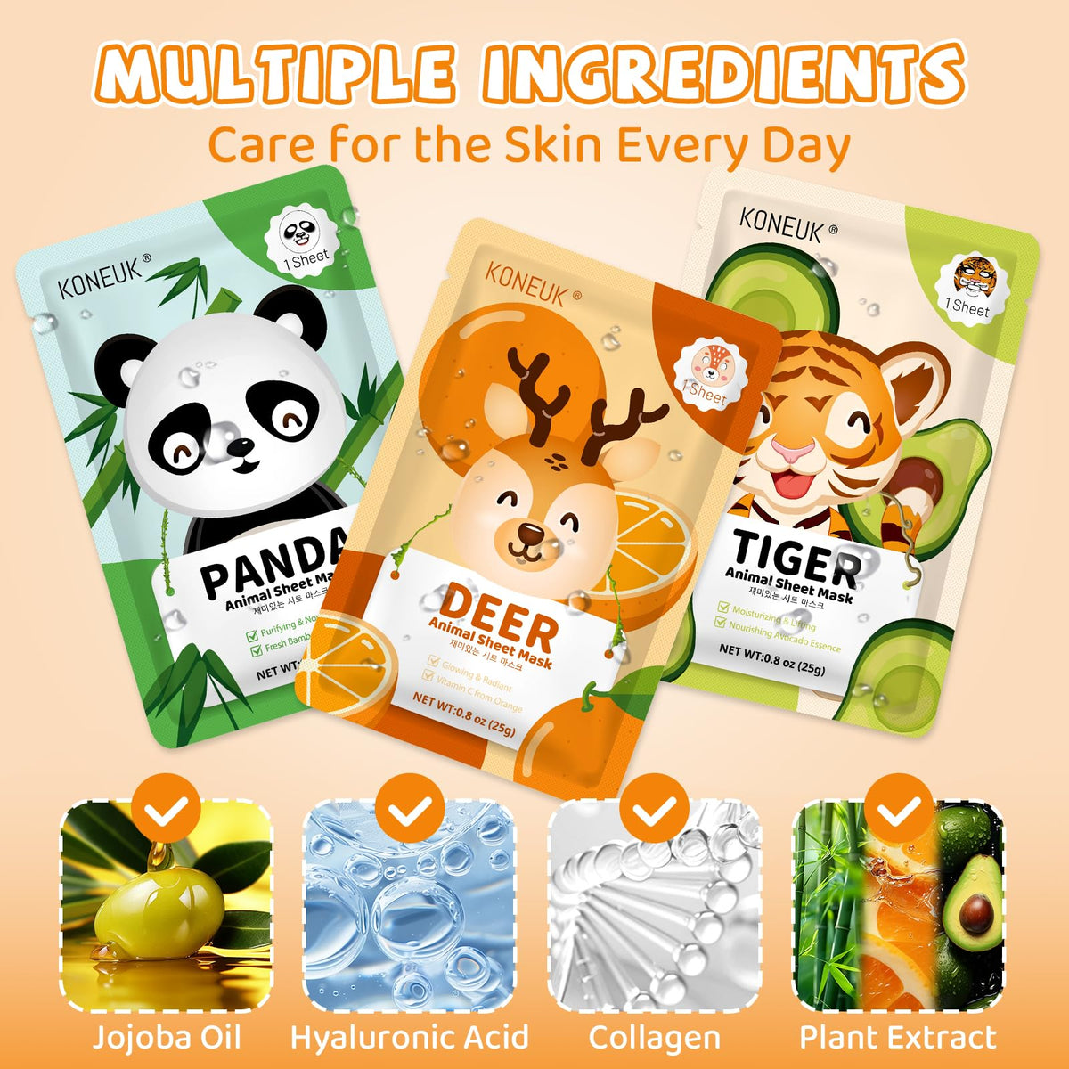 KONEUK face masks showing bunny and pig characters