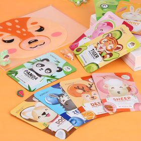 KONEUK face masks with various animal characters laid out