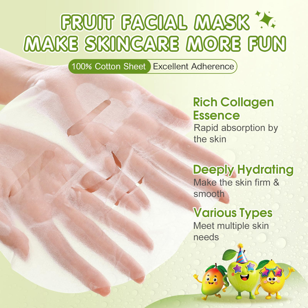 KONEUK fruit face masks featuring strawberry and coconut designs