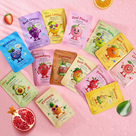 KONEUK Fruit Face Masks packaging with various fruit designs