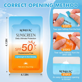 KONEUK Mini Sunscreen Pack 100 packets stacked view