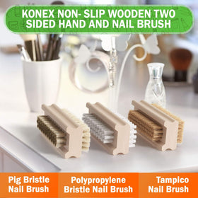 KONEX Non-Slip Wooden Nail Brush next to other nail care tools