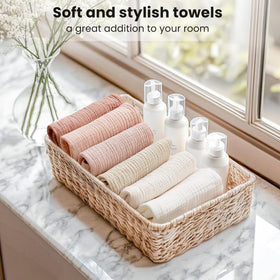 Konssy face cloths showing their absorbent qualities