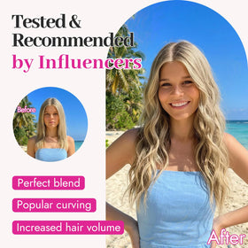 KooKaStyle Blonde Shades hair extensions displayed with beach wave curls