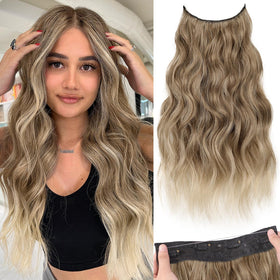 KooKaStyle Blonde Shades Invisible Wire Hair Extensions front view
