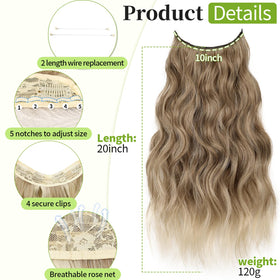 KooKaStyle Blonde Shades Invisible Wire Hair Extensions with clips