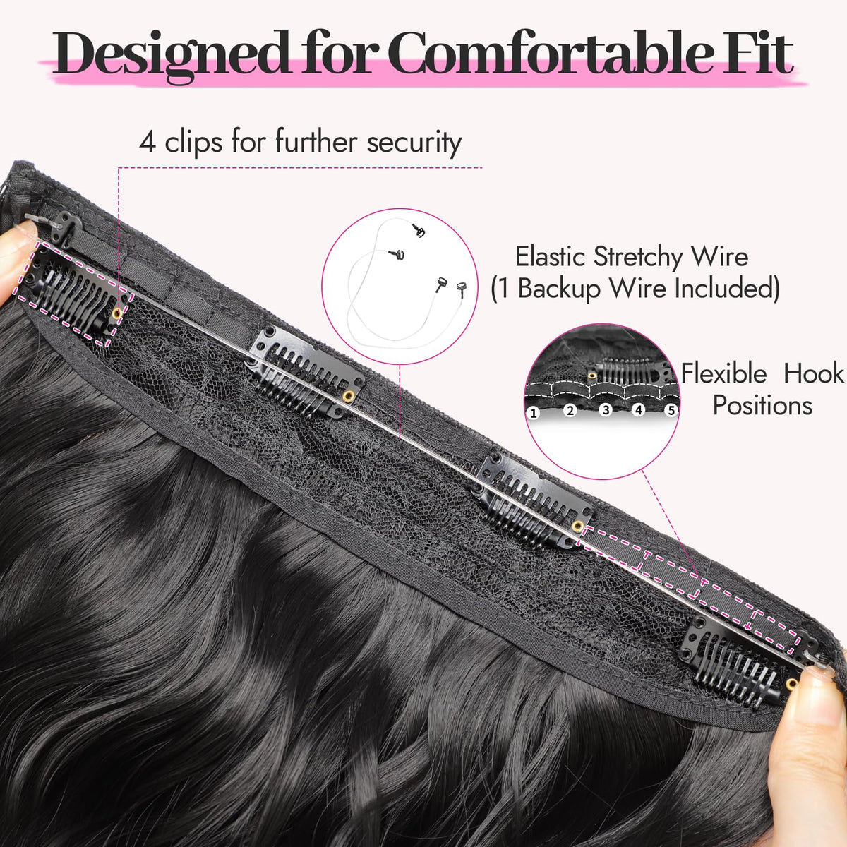 KooKaStyle hair extensions displayed with clips and wires