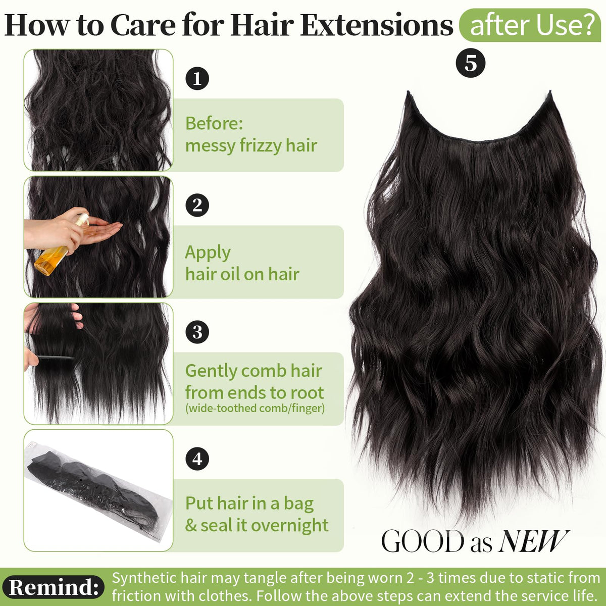 KooKaStyle hair extensions showing adjustable fishing wire