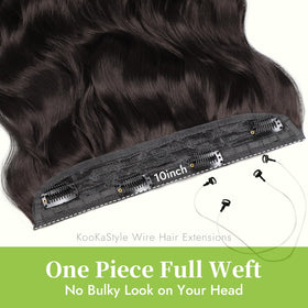 KooKaStyle hair extensions showing clips and fishing wire
