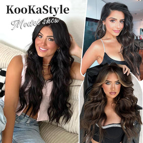 KooKaStyle hair extensions with detangling spray and conditioner