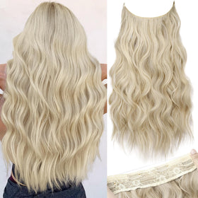 KooKaStyle Invisible Wire Hair Extensions 20 Inch Light Brown Mix front view