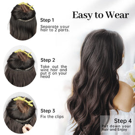 KooKaStyle Invisible Wire Hair Extensions displayed with care tips