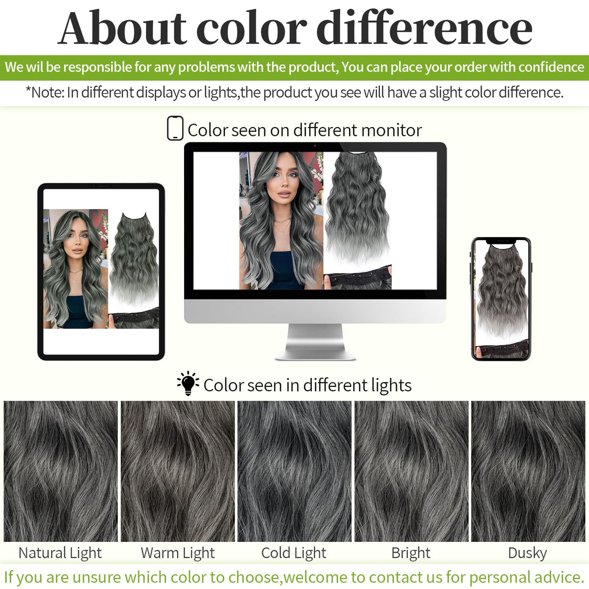 KooKaStyle Wavy Hair Extensions displayed with care tips