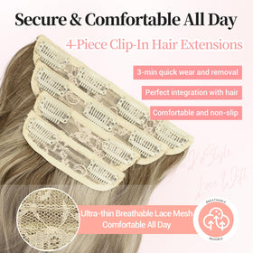 KooKaStyle Wavy Thick Clip in Hair Extensions 20" Dark Ash Blonde packaging