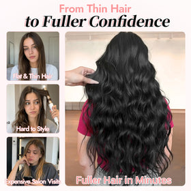 KooKaStyle Wavy Thick Clip in Hair Extensions displayed on a mannequin