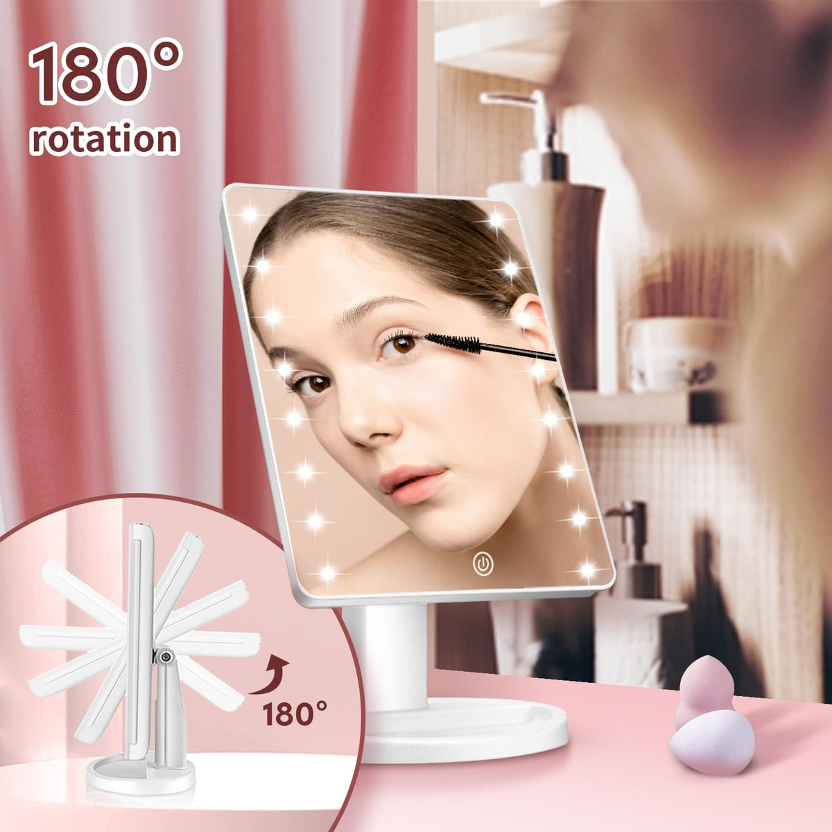 KOOKIN Lighted Makeup Mirror in a bathroom setting