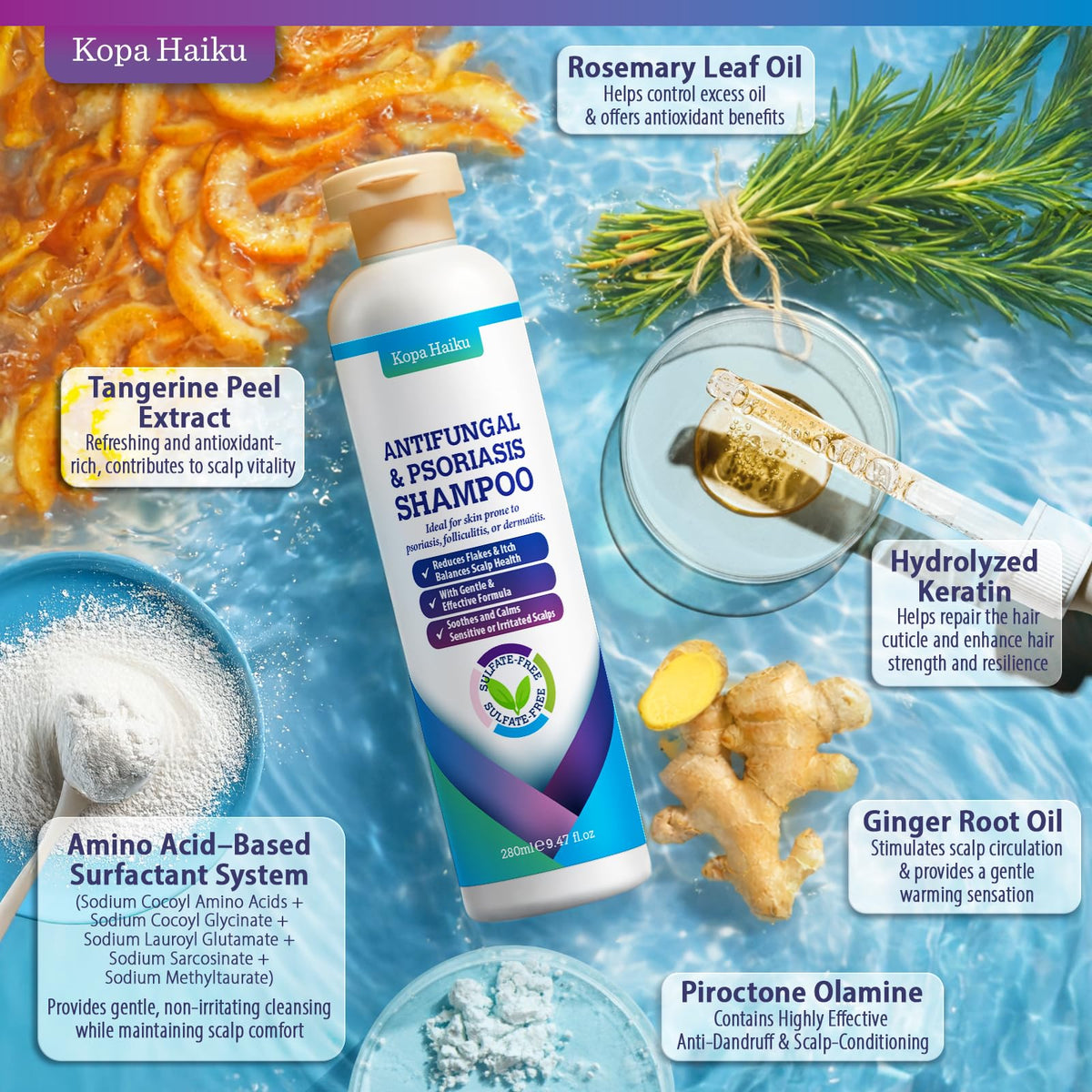 KOPA HAIKU Scalp Shampoo 280ml in a bathroom setting