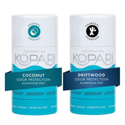 Kopari Coconut Deodorant 2 Pack front view with packaging